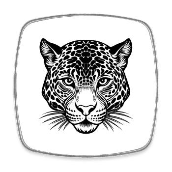 Jaguar head - Square fridge magnet - white - Front