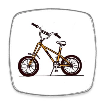 Gelbe BMX-Fahrradillustration - Viereckiger Kühlschrankmagnet - Weiß - Vorne
