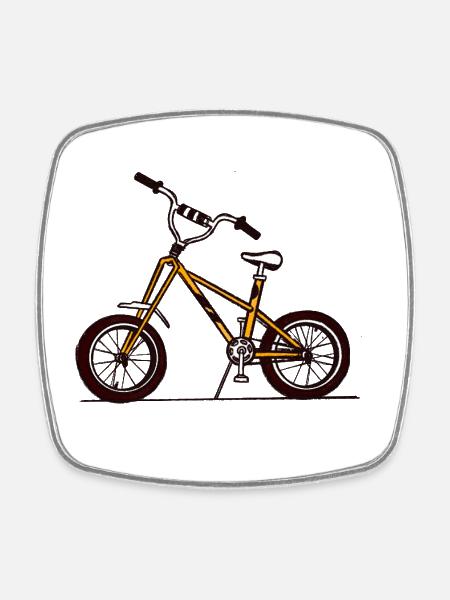 Yellow BMX Bike Illustration - Square fridge magnet - white