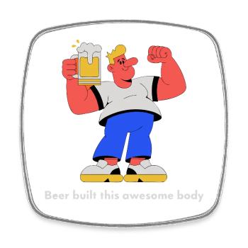 Beer-built body – humorous training - Square fridge magnet - white - Front