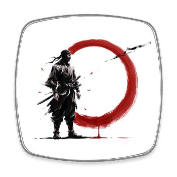 Ninja Samurai Krieger Roter Kreis Monochrom Japan  - Viereckiger Kühlschrankmagnet - Weiß - Vorne