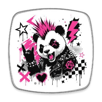 Punk Panda Graffiti Streetart Design  - Viereckiger Kühlschrankmagnet - Weiß - Vorne