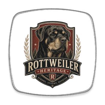 Blason du patrimoine des rottweilers - Magnet carré - blanc - Devant
