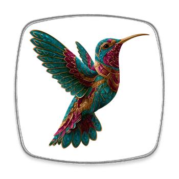 Aztekischer Kolibri Bunt Mosaik - Viereckiger Kühlschrankmagnet - Weiß - Vorne