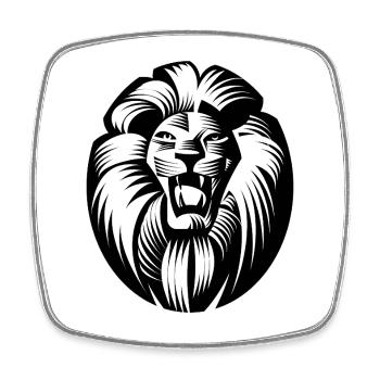 Predatory Lion – Monochrome Vector Graphic - Square fridge magnet - white - Front