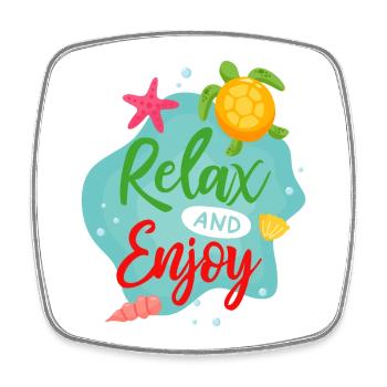 Relax And Enjoy - Square fridge magnet - white - Front