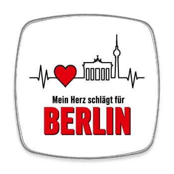 Mein Herz schlägt für Berlin - Viereckiger Kühlschrankmagnet - Weiß - Vorne