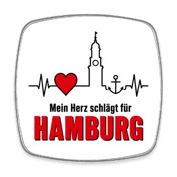 Mein Herz schlägt für Hamburg - Viereckiger Kühlschrankmagnet - Weiß - Vorne