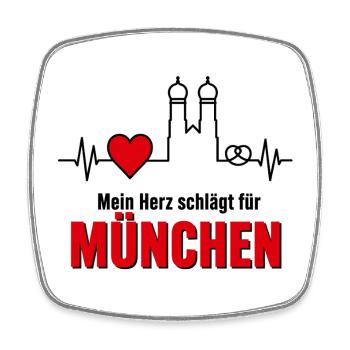 Mein Herz schlägt für München - Viereckiger Kühlschrankmagnet - Weiß - Vorne