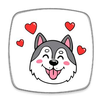 Alaskan Husky/Malamute (Comic-Porträt) - Viereckiger Kühlschrankmagnet - Weiß - Vorne