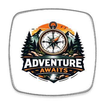 Adventure Awaits Outdoor Compass Design  - Square fridge magnet - white - Front