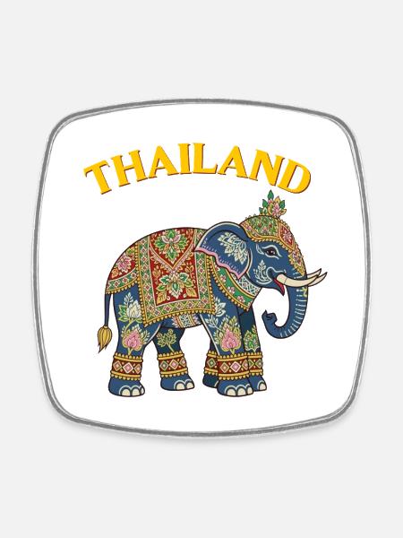 Éléphant de Thaïlande - Magnet carré - blanc
