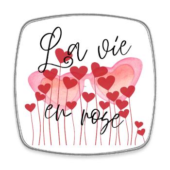 La vie en rose (romantisches Shirt) - Viereckiger Kühlschrankmagnet - Weiß - Vorne