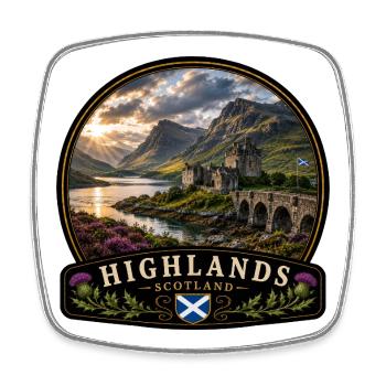 Schottland Highlands Natur Fluss Berge Wandern - Viereckiger Kühlschrankmagnet - Weiß - Vorne