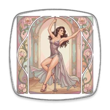 La pole dance en Art nouveau – Art élégant - Magnet carré - blanc - Devant