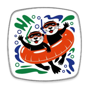 Funny Otter Crew - Square fridge magnet - white - Front