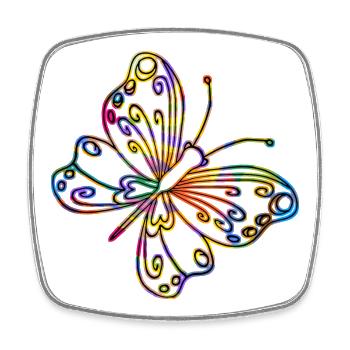 Schmetterling - Viereckiger Kühlschrankmagnet - Weiß - Vorne