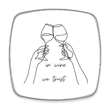 In wine we trust Winegläser Lineart  - Viereckiger Kühlschrankmagnet - Weiß - Vorne