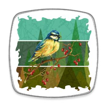 Oiseau coloré - Magnet carré - blanc - Devant