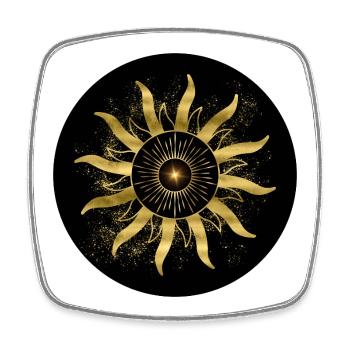 Goldene Sonne, Schwarze Finsternis - Viereckiger Kühlschrankmagnet - Weiß - Vorne