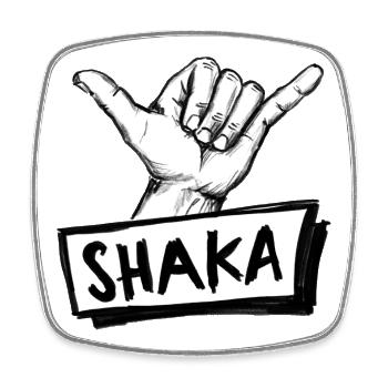 Signe de salutation Shaka Surf sur blanc – Illustration - Magnet carré - blanc - Devant