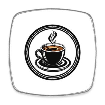 Tasse de café en cercle circulaire - Magnet carré - blanc - Devant