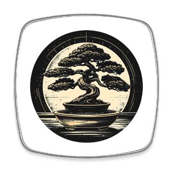 Bonsai Zen Circle Design - Square fridge magnet - white - Front