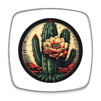 Fleur de cactus dans un cadre vintage - Magnet carré - blanc - Devant