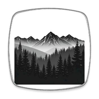Nebelwald Bergsilhouette - Viereckiger Kühlschrankmagnet - Weiß - Vorne