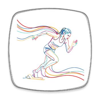 Female Runner Running Jogging Sport Silhouette Splash - Square fridge magnet - white - Front