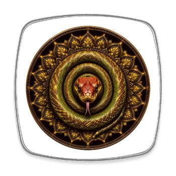Golden Snake Mandala - Square fridge magnet - white - Front