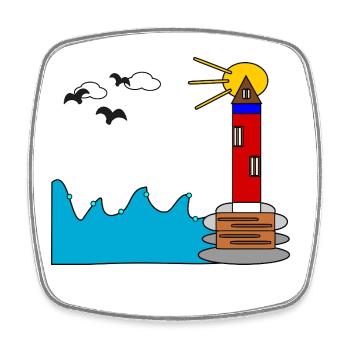 Leuchtturm am Meer im Sonnenkreis - Viereckiger Kühlschrankmagnet - Weiß - Vorne