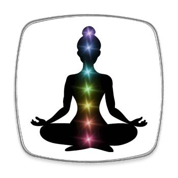 Regenbogenchakren Meditations-Silhouette - Viereckiger Kühlschrankmagnet - Weiß - Vorne