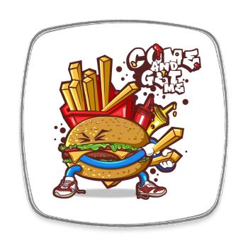 Samurai Burger - Viereckiger Kühlschrankmagnet - Weiß - Vorne