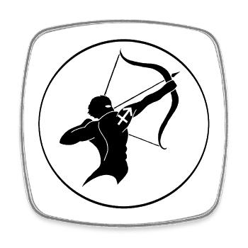 Signe astrologique du sagittaire (noir) - Magnet carré - blanc - Devant