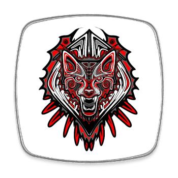 Haida Wolf Stammestotem Design - Viereckiger Kühlschrankmagnet - Weiß - Vorne