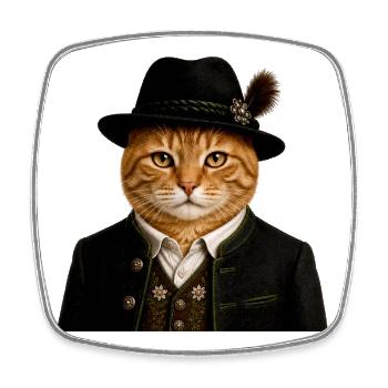 Black Forest tomcat in traditional costume - Square fridge magnet - white - Front