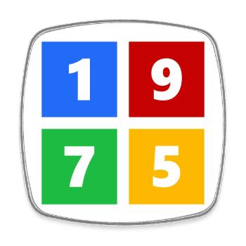 1975 - Square fridge magnet - white - Front