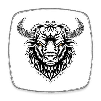 Bison Taurus Maskottchen Logo Sport Bodybuilding - Viereckiger Kühlschrankmagnet - Weiß - Vorne