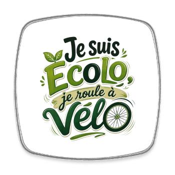 Je suis Ecolo je roule à Vélo - Magnet carré - blanc - Devant