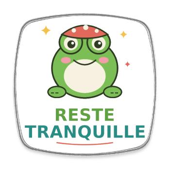 Grenouille Zen Lunettes – Reste Tranquille - Magnet carré - blanc - Devant