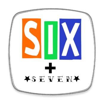 SIX Farbblock Logo Streetwear - Viereckiger Kühlschrankmagnet - Weiß - Vorne