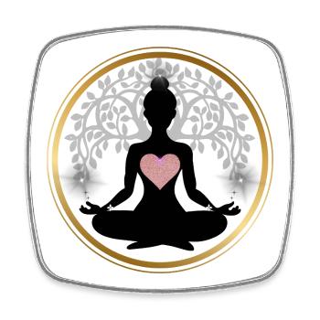 Silhouette Yoga Cœur Mandala - Magnet carré - blanc - Devant