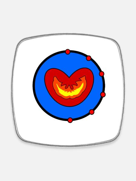 Flaming Heart in the Blue Circle - Square fridge magnet - white