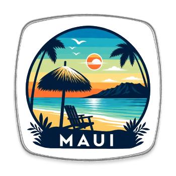 Maui Island Hawaii Vacation Haleakala Beach - Square fridge magnet - white - Front