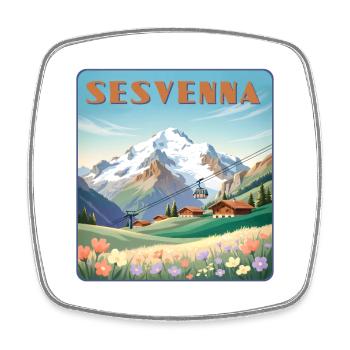 Sesvenna - Square fridge magnet - white - Front