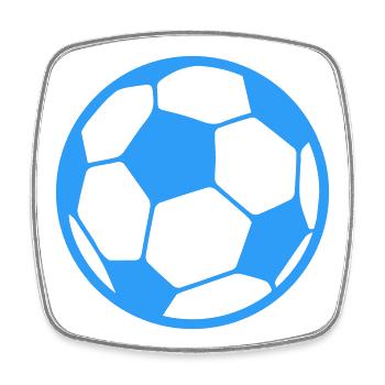 Blue ball silhouette in circle - Square fridge magnet - white - Front