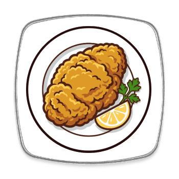 Schnitzel geht immer | mit Zitrone und Petersilie - Viereckiger Kühlschrankmagnet - Weiß - Vorne