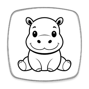 Baby hippo - Square fridge magnet - white - Front