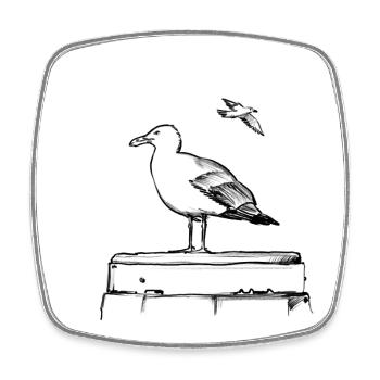 Seagull – Illustration - Square fridge magnet - white - Front